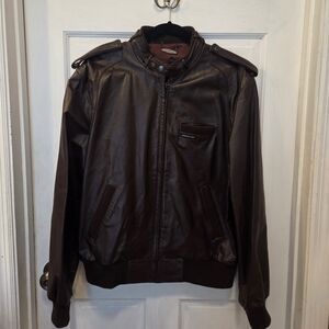Vintage 80's Members Only Brown Leather Bomber Jacket